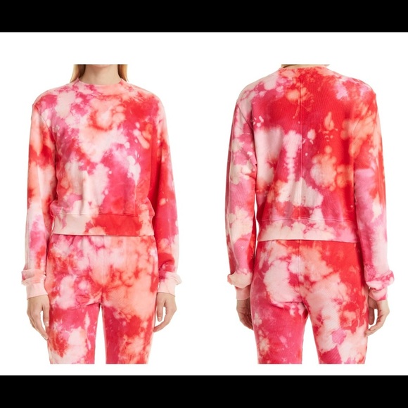 Cotton Citizen Tops - Cotton Citizen Milan Tie Dye Crop Sweatshirt in Poppy Blast Size XS